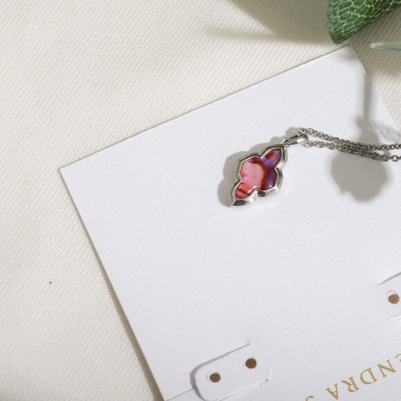 Kendra Scott Framed Abbie Silver Light Burgundy Short Necklace - Picture 5 of 5